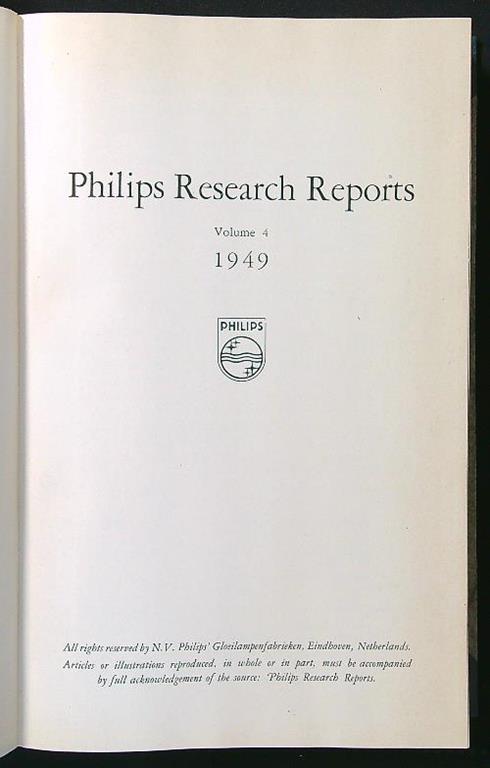 Philips Research Reports n. 4 1949 - copertina