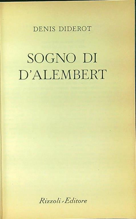 Sogno d'Alembert - Denis Diderot - copertina