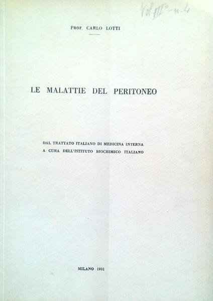 malattie del peritoneo - Carlo Lotti - copertina