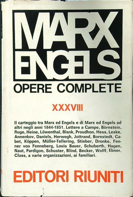 Opere complete XXXVIII - Mar - copertina
