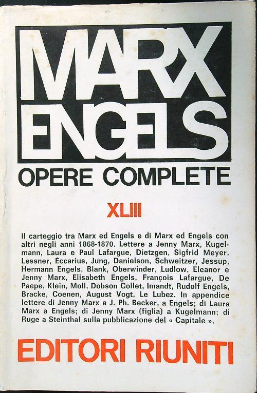 Opere complete XLIII - Mar - copertina