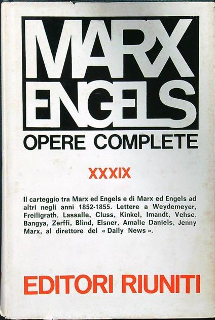 Opere complete XXXIX - Mar - copertina