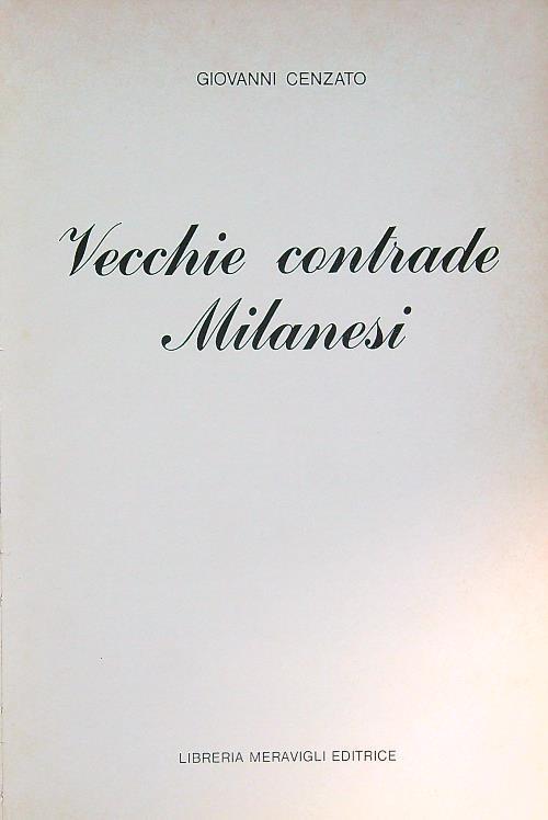 Vecchie contrade Milanesi - Giovanni Cenzato - copertina