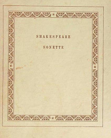 Sonette - William Shakespeare - copertina