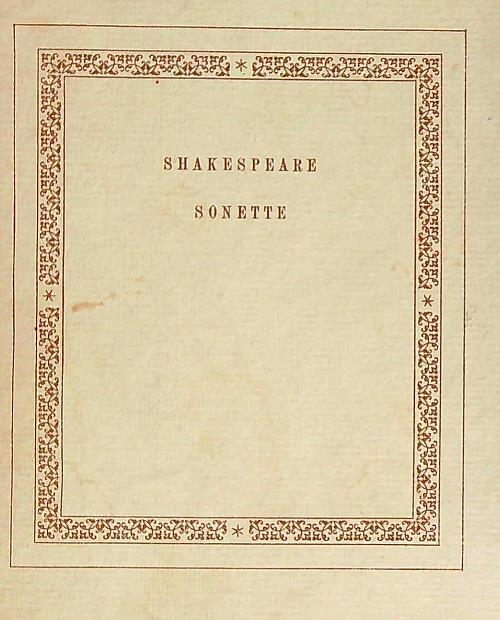 Sonette - William Shakespeare - copertina