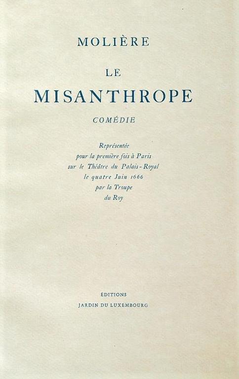 Misanthrope - Molière - copertina