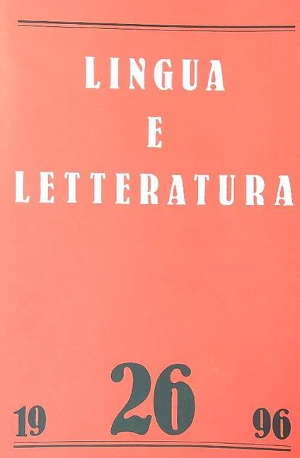 Lingua letteratura 26/Primavera 1996 - copertina