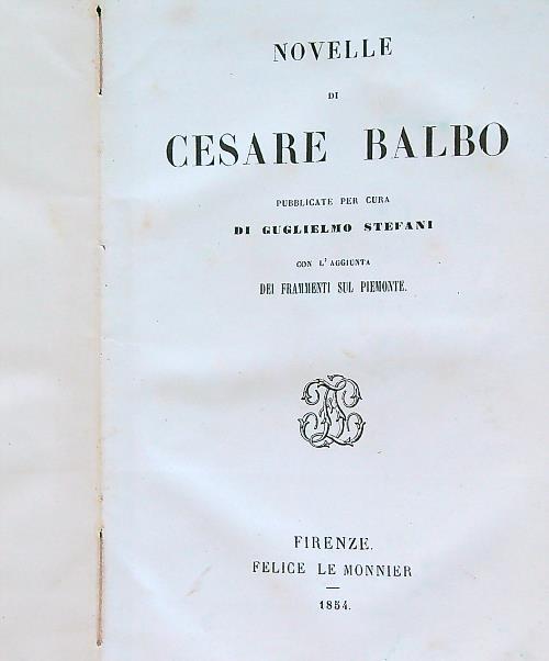 Novelle di Cesare Balbo - Guglielmo Stefani - copertina