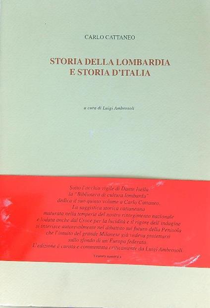Storia della Lombardia e storia d'Italia - Carlo Cattaneo - copertina