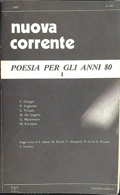 Nuova corrente XXIX (1982) - n. 88: Poesia per gli anni 80 vol. 1 - copertina