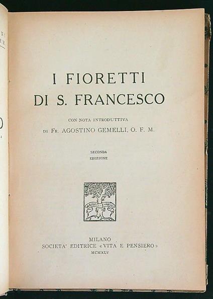 fioretti di S. Francesco - Agostino Gemelli - copertina