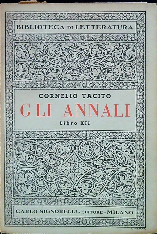 Annali - Libro XII - P. Cornelio Tacito - copertina