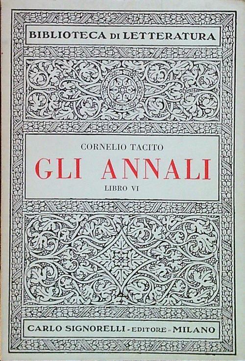 Annali - Libro VI - P. Cornelio Tacito - copertina