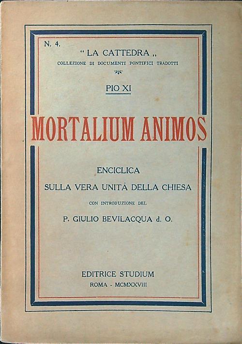 Mortalium Animos - Pio XI - copertina