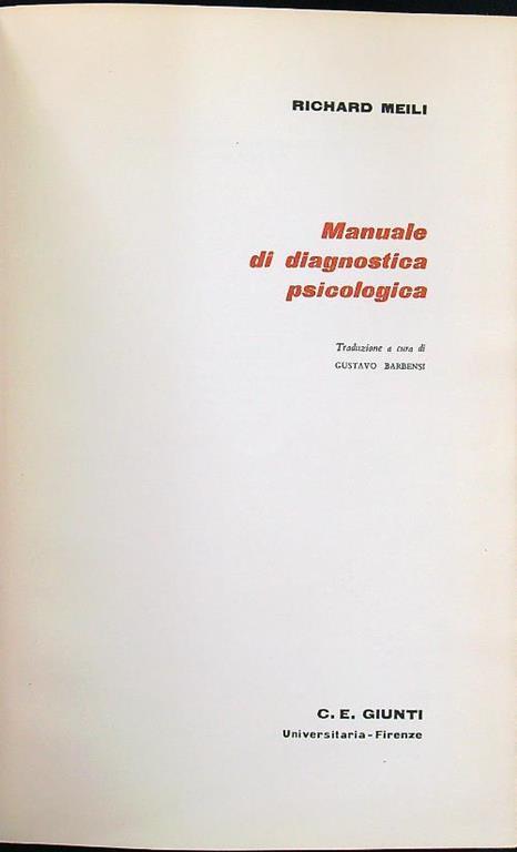 Manuale di diagnostica psicologica - Richard Meili - copertina