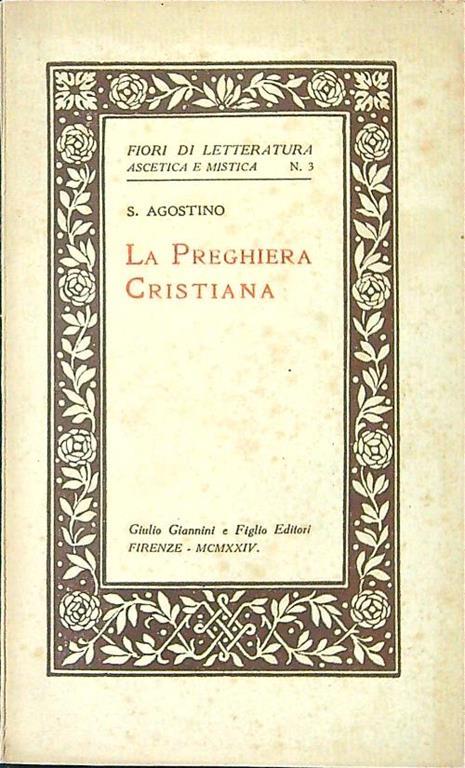 preghiera cristiana - Agostino (sant') - copertina