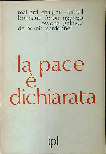 pace è dichiarata - copertina