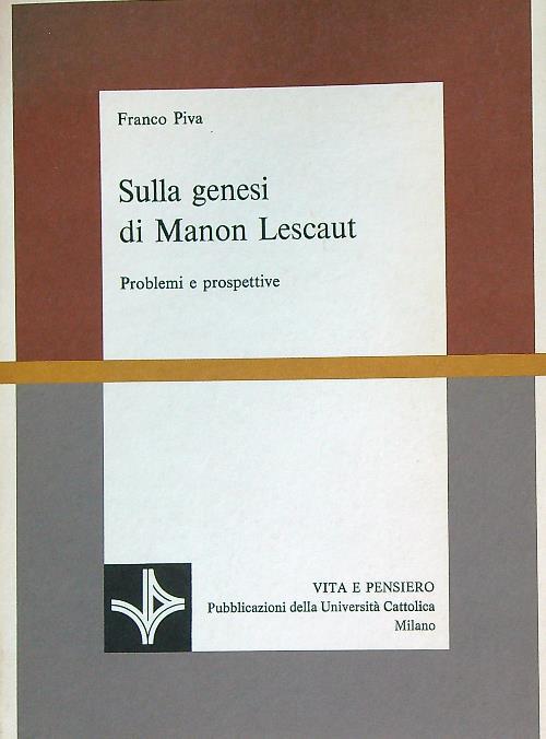 Sulla genesi di Manon Lescaut - Franco Piva - copertina