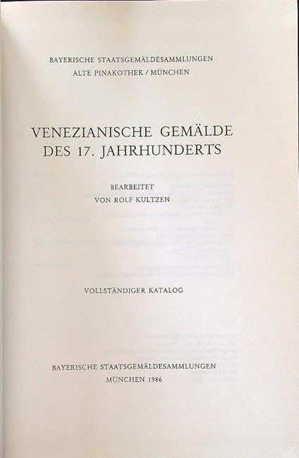 Venezianische gemalde des 17 jahrhunderts - copertina