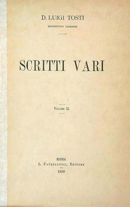 Scritti vari. vol 2 - Luigi Tosti - copertina