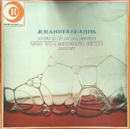 Sonata op 34 per due pianoforti vinile - Johannes Brahms - copertina