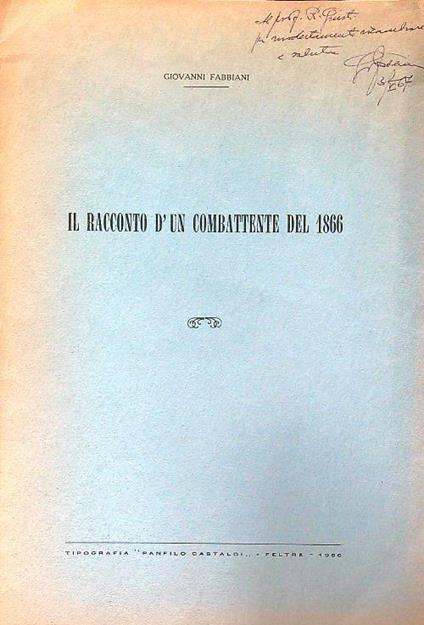 Un racconto d'un combattente del 1866 - Giovanni Fabbrini - copertina