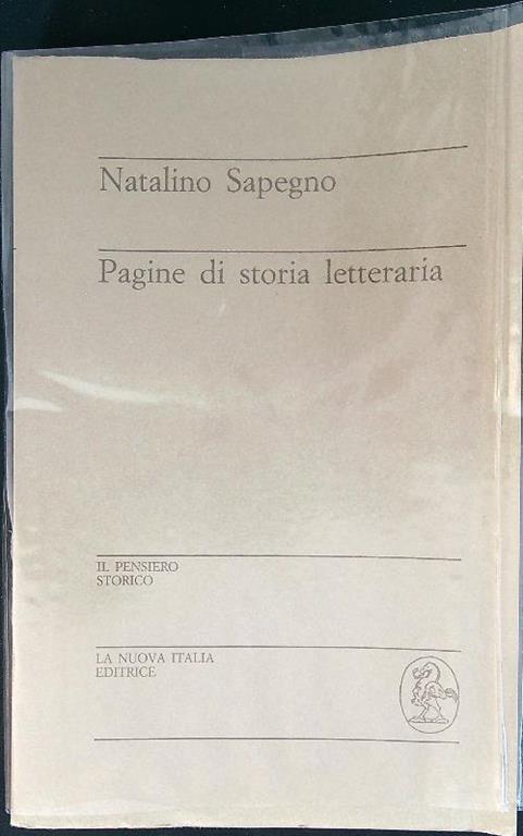 Pagine di storia letteraria - Natalino Sapegno - copertina