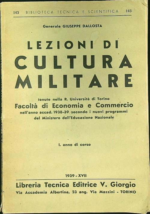 Lezioni di cultura militare - Giuseppe Daqllosta - copertina