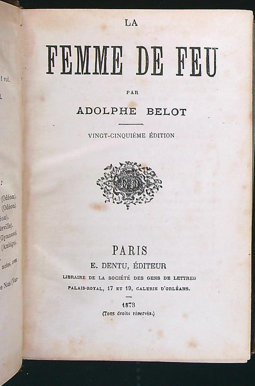 La femme de feu - Alfonse Belot - copertina