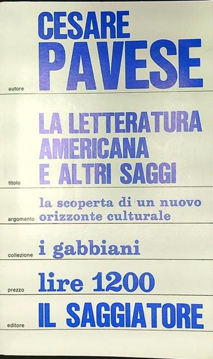 La letteratura italiana e altri saggi - Cesare Pavese - copertina