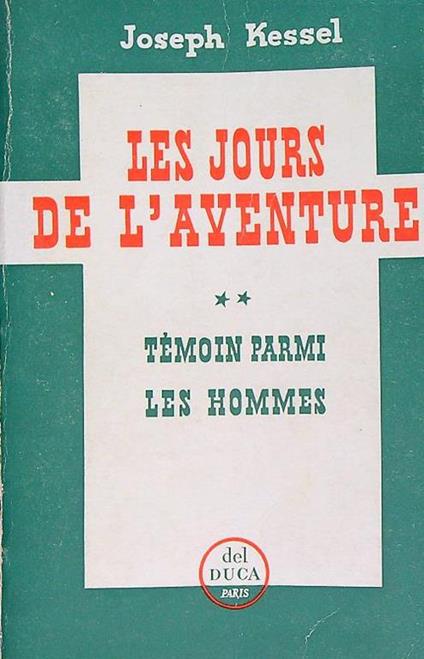 Les jours de l'aventure - Joseph Kessel - copertina