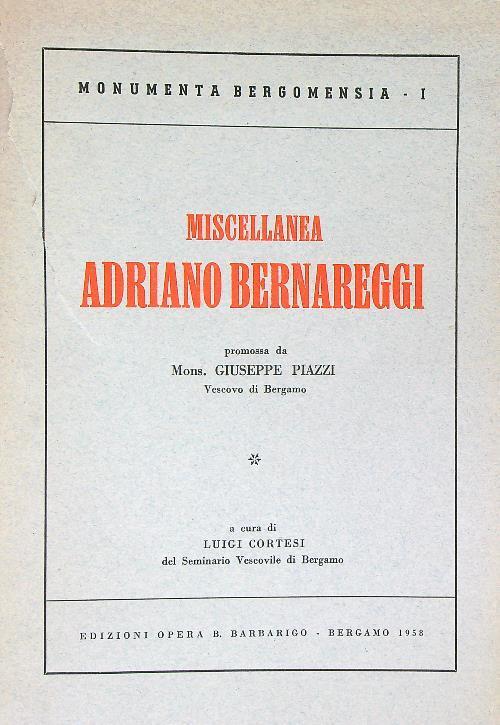 Miscellanea Adriano Bernareggi - Giuseppe Piazzi - copertina