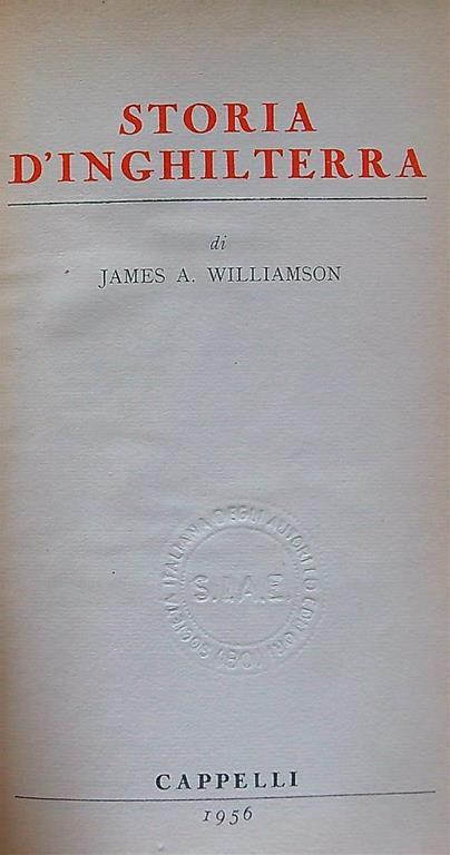 Storia d'Inghilterra - James Williams - copertina
