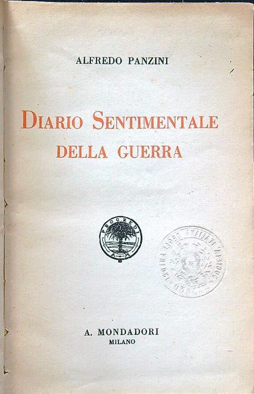 Diario sentimentale della guerra - Alfredo Panzini - copertina