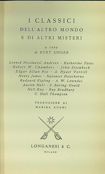 I classici dell'altro mondo e di altri misteri - Kurt Singer - copertina