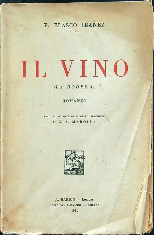 Il vino - V. Blasco Ibanez - copertina