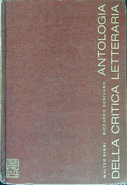 Antologia della critica letteraria - Walter Binni - copertina