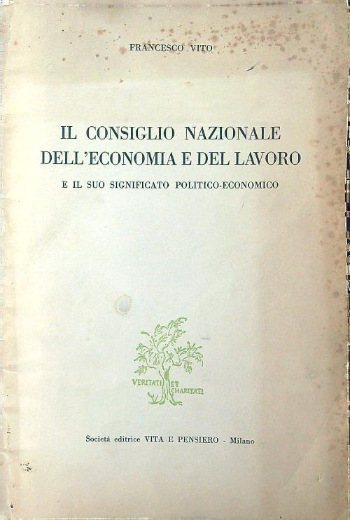 Il consiglio nazionale dell'economia e del lavoro - Francesco Vito - copertina