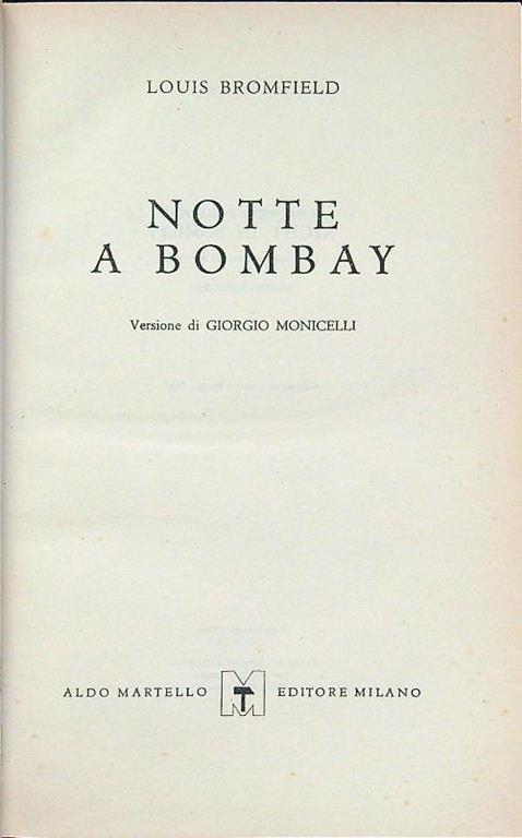 Notte a Bombay - Louis Bromfield - copertina
