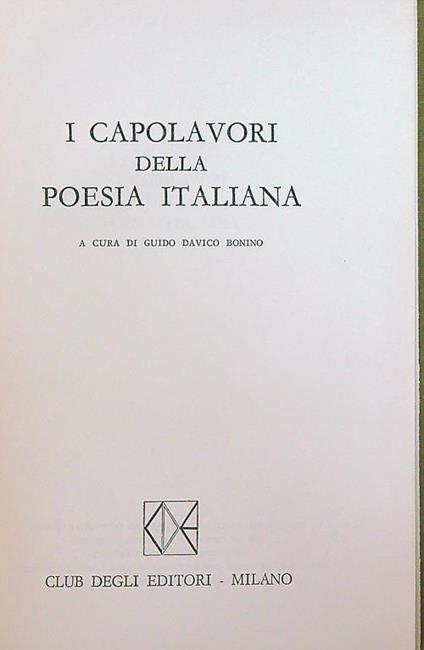 I capolavori della poesia italiana - Guido Davico Bonino - copertina