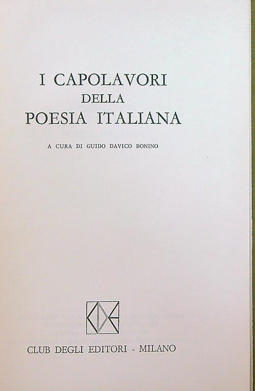 I capolavori della poesia italiana - Guido Davico Bonino - copertina