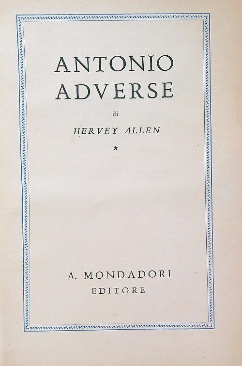 Antonio Adverse - Hervey Allen - copertina