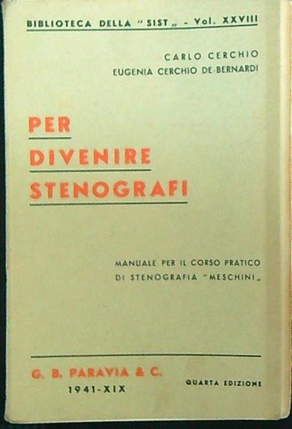 Per divenire stenografi - Carlo Cerchioli - copertina