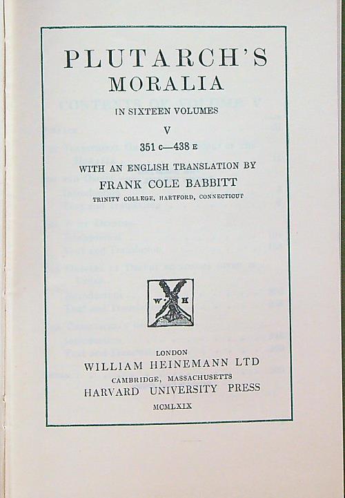 Plutarch's Moralia V - Plutarco - copertina