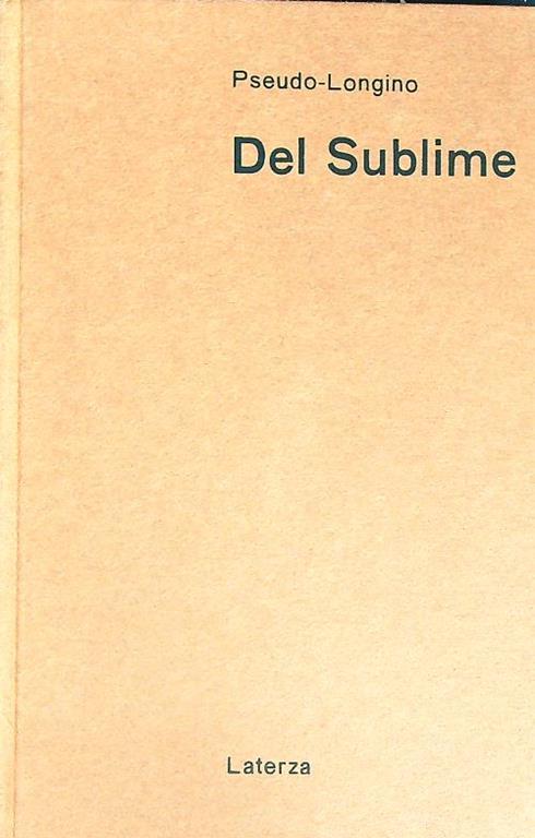 Del sublime - Pseudo Longino - copertina