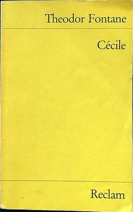 Cecile - Theodor Fontane - copertina