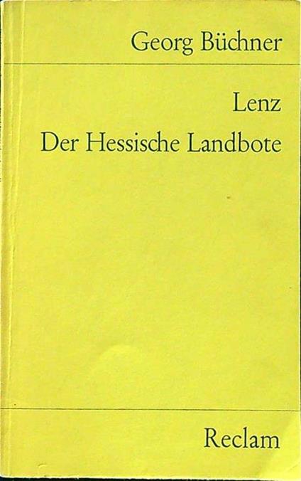Lenz - Der hessische landbote - Georg Buchner - copertina
