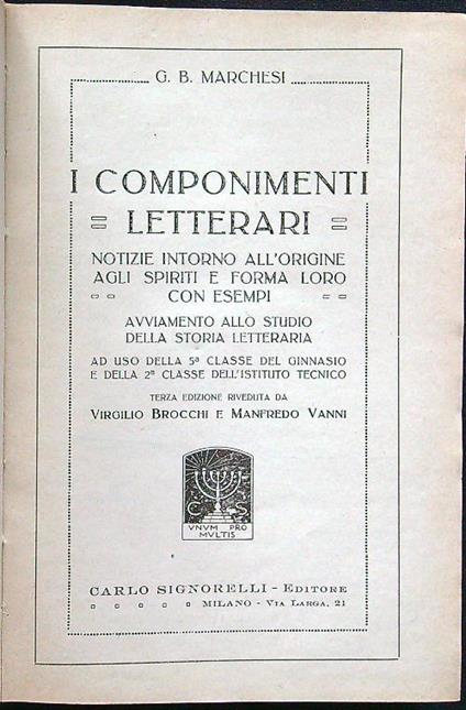 I componimenti letterari - copertina