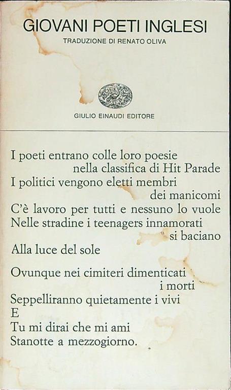 Giovani poeti inglesi - Renato Oliva - copertina