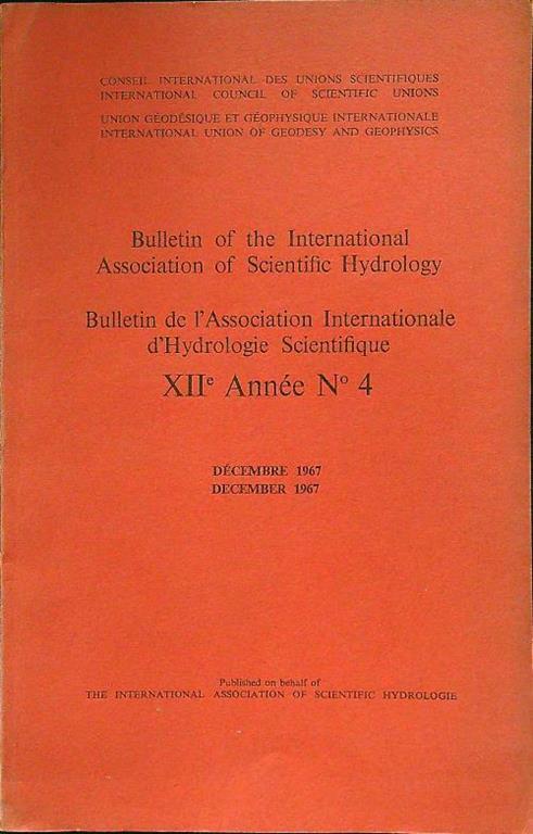 Bulletin of the international association of scientific hydrology XII annee n.4 - copertina